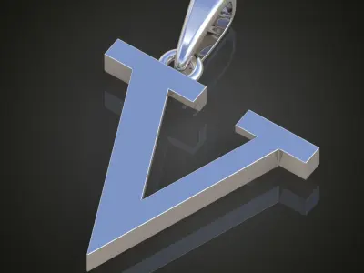 V Letter Pendant model 3D 0226 printable model Free 3D print model