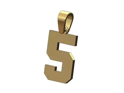 NBA font number 5 pendant charm with bail 3D print model