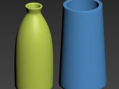 Flowers pottery vase 3D model