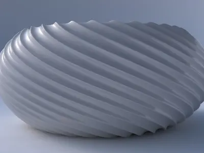 Bowl spheric squeezed wide with bent extruded lines 3D print model