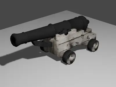 Pirate Ship Cannon Low-poly 3D model