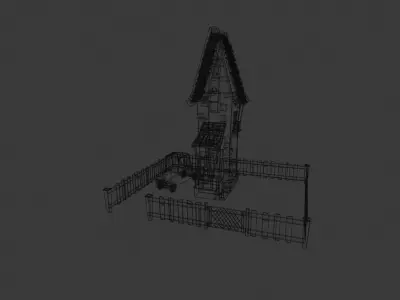 Cartoon House and Car Low-poly 3D model