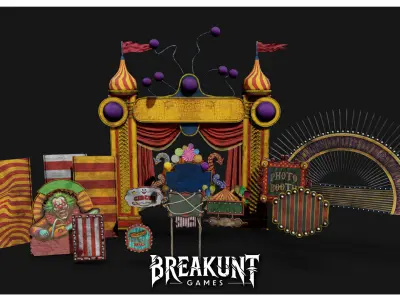 Interior Horror Circus Panels - Unreal Engine 5 3D model