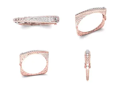 Rose Gold Diamond Woman Bracelet 3D Print Model 3D print model 16