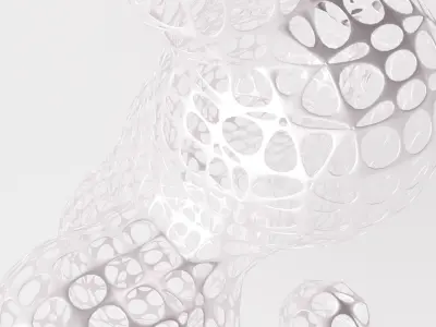 Metallic Cloud Sculpture Low-poly 3D model