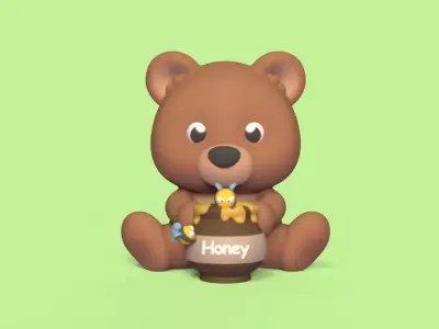 Bear Honey Pot 3D print model