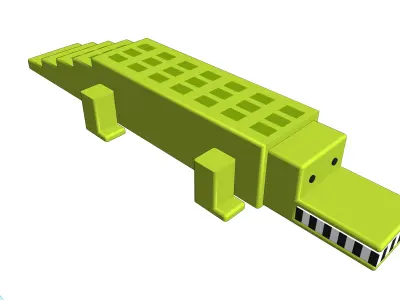 Crocodile Voxel Low-poly 3D model