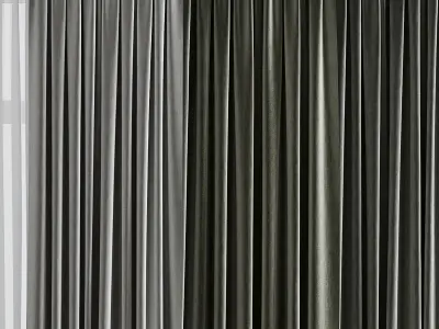 olive green curtains collections 04 Low-poly 3D model