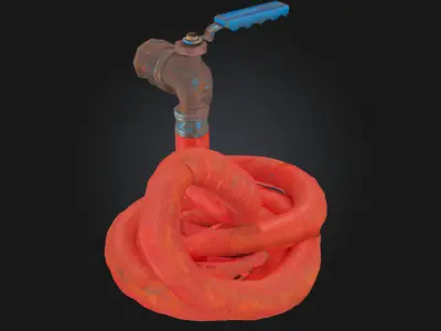 Coiled Connection Flexible Hose Detail 3D model