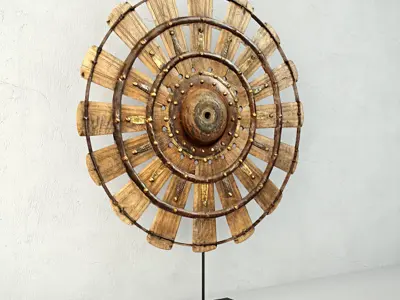 Vintage Sewing Wheel on Stand 3D model