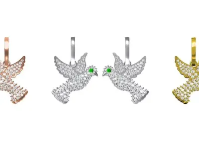 Dove Of Peace Bird Earring  3D print model