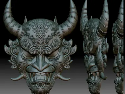 Oni mask Japanese demon 3D print model