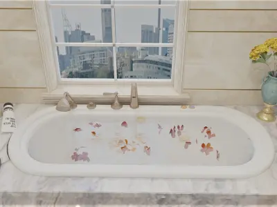 Luxury Bright Bathroom with Bathtub 3D model