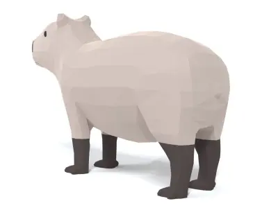 Low Poly Cartoon Capybara Low-poly 3D model