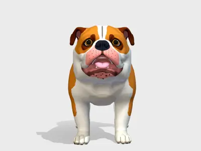 Cartoon Dog - Bulldog Low-poly 3D model