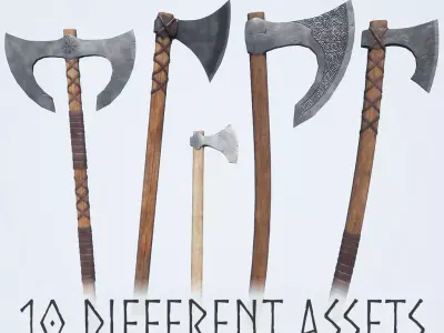 Weapons Series - Axes - Mini Pack Low-poly 3D model