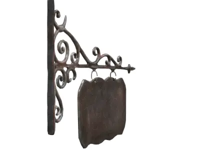 Signboard cast iron Low-poly 3D model