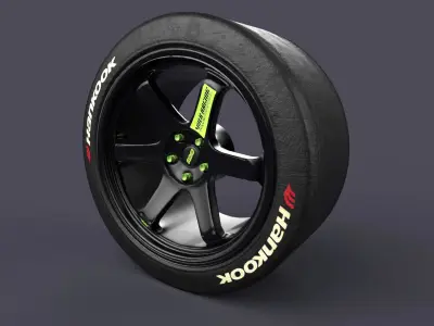 Volk TE37 Racing Wheels and Tires 3D print model