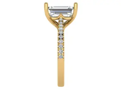 Emerald cut solitaire Ring with criss cross under hallo 3D print model