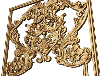 Boiserie Carved Decoration Panel 02 Low-poly 3D model