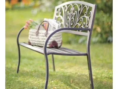 Blooming Iron Garden Bench Chair 3D model