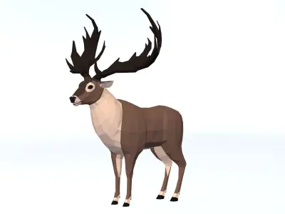 LowPoly Fantasy Deers pack Low-poly 3D model