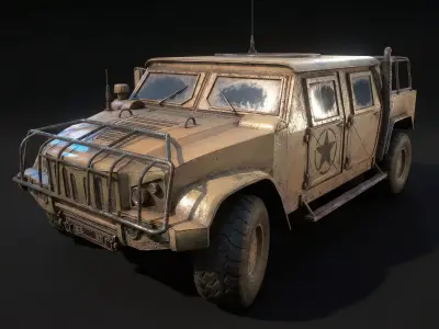 Military Tactical Vehicle - humvee style - Game Ready PBR Low-poly 3D model