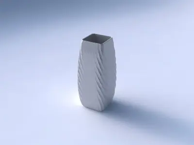 Vase rectangle with twisted diagonal grid pattern 3D print model