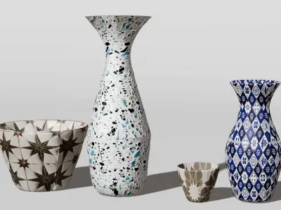 Modern Indoor Flower Pot Set  3D model
