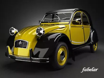 CITROEN 2CV yellow 3D model