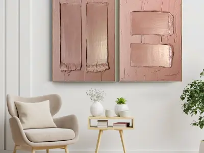 Plaster Two Photo Frame 01 Low-poly 3D model