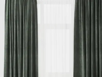 Green curatin hbh Low-poly 3D model