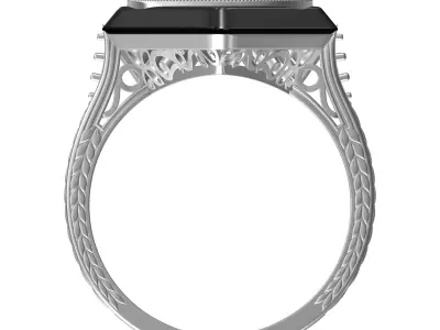 Unique Black Onyx Stone Art Deco Ring 3D print model