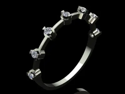 Luxury Half Round Diamond Golden Ring 3D print model