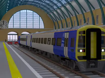 Kings Cross station with train 3D model
