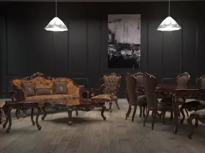 Coll01-Furniture ornate upholstered chair 3D model