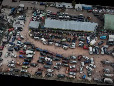 cars wreckage post apo area terrain drone scan Low-poly 3D model