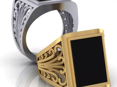 rectangle man jewelry ring free Free 3D print model