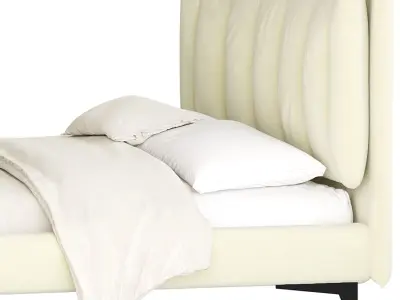 Eden Suede Fabric Upholstered Modern Bed 3D model