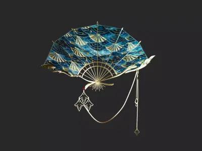 golden war fans model Low-poly 3D model