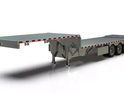 53ft Beavertail Stepdeck Trailer with Hendrickson Suspension Low-poly 3D model