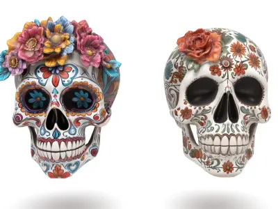 Mexican Skulls - Halloween Low-poly 3D model