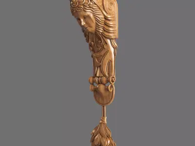 Caryatid ornate wooden shelf bracket 3D model