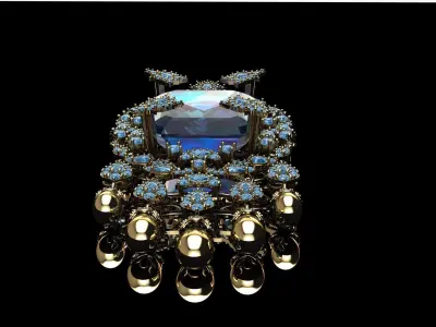 Blue Rhinestone Drop Earrings 3D print model