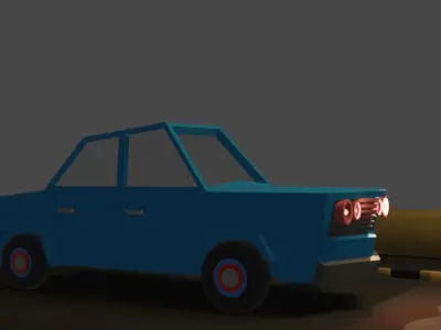 Low poly car street Low-poly 3D model