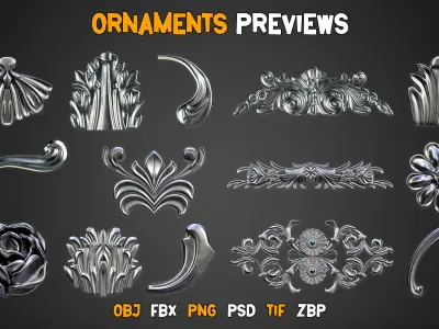 150 High Quality Ornaments Brushes   Vol 26   3D model