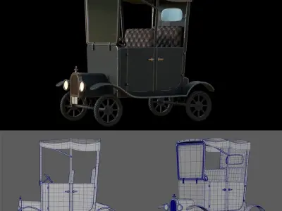 CarThesis old fashioned car Low-poly 3D model