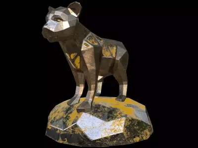 Steampunk Lion Cub Low-poly 3D model
