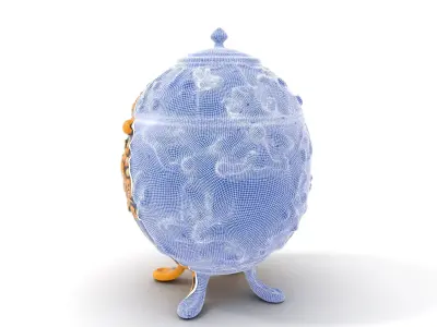 Ornate Royal Blue Egg with Gold Accents Model Pack Low-poly 3D model