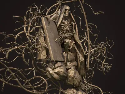 Skeleton sculpture Kit bash wines Low-poly 3D model